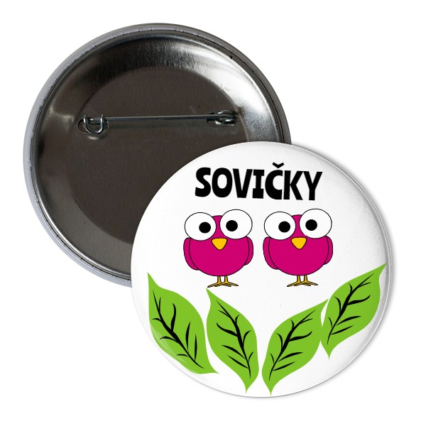 Odznáček  s potiskem Fialové Sovičky